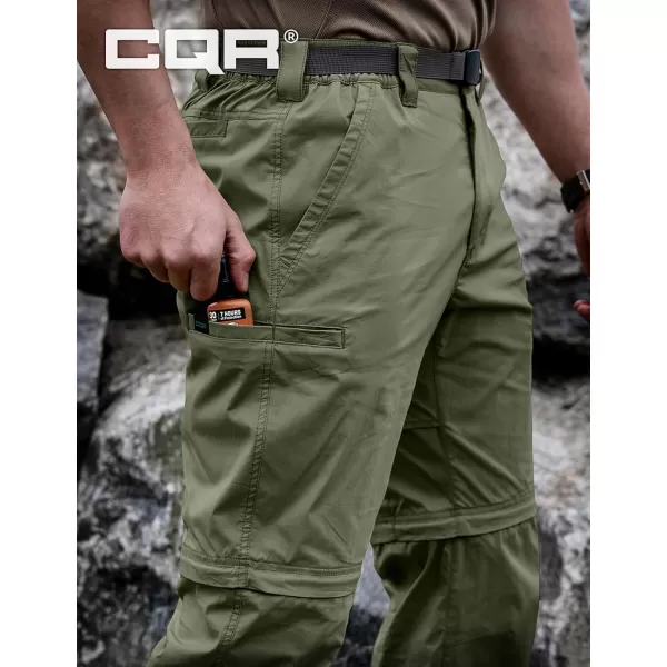 CQR Mens Convertible Cargo Tactical Pants Water Resistant Outdoor Hiking Pants Zip Off Lightweight Stretch Work PantsRunyon Green Kelp