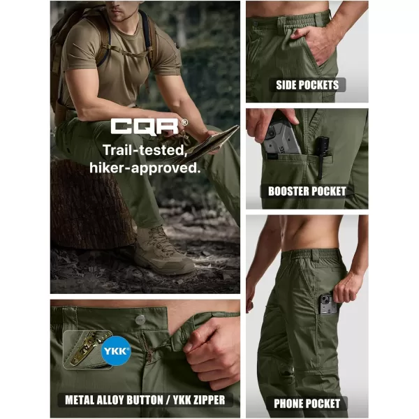 CQR Mens Convertible Cargo Tactical Pants Water Resistant Outdoor Hiking Pants Zip Off Lightweight Stretch Work PantsRunyon Green Kelp