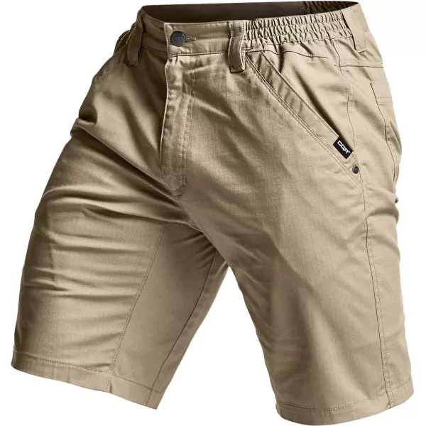 CQR Mens Flex Casual Cargo Shorts Lightweight Water Resistant Golf Shorts Stretch Tactical Work Shorts with MultiPocketNegotiator Alamo Khaki