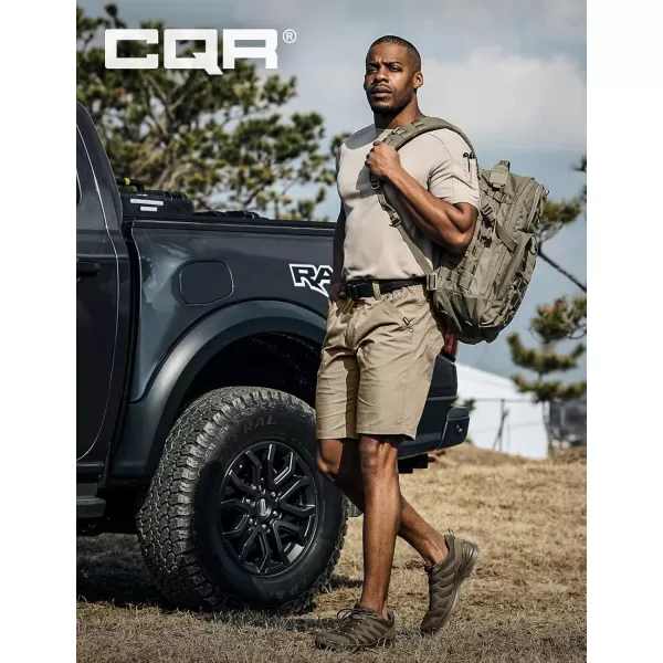 CQR Mens Flex Casual Cargo Shorts Lightweight Water Resistant Golf Shorts Stretch Tactical Work Shorts with MultiPocketNegotiator Alamo Khaki