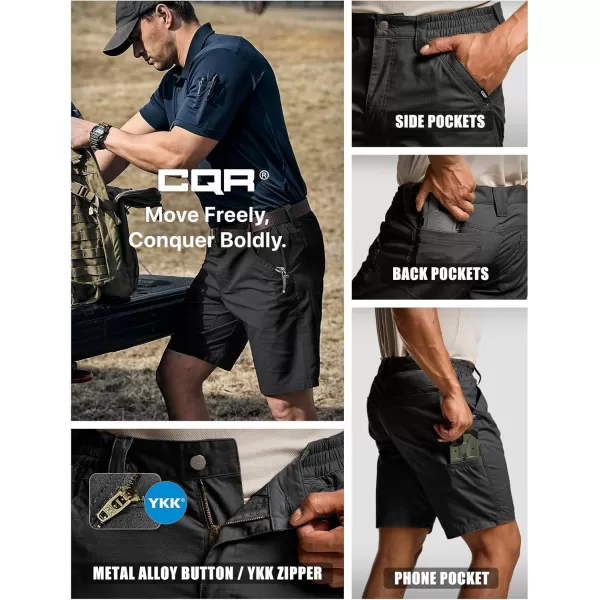 CQR Mens Flex Casual Cargo Shorts Lightweight Water Resistant Golf Shorts Stretch Tactical Work Shorts with MultiPocketNegotiator Black