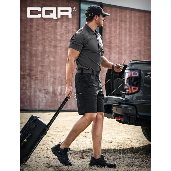 CQR Mens Flex Casual Cargo Shorts Lightweight Water Resistant Golf Shorts Stretch Tactical Work Shorts with MultiPocketNegotiator Black