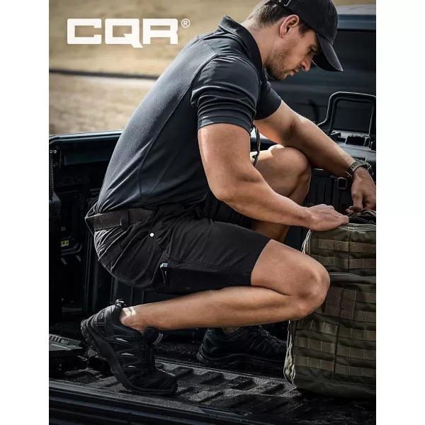 CQR Mens Flex Casual Cargo Shorts Lightweight Water Resistant Golf Shorts Stretch Tactical Work Shorts with MultiPocketNegotiator Black