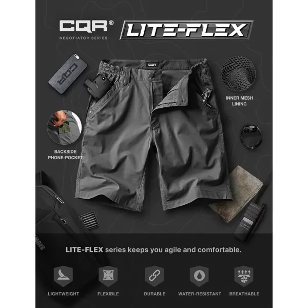 CQR Mens Flex Casual Cargo Shorts Lightweight Water Resistant Golf Shorts Stretch Tactical Work Shorts with MultiPocketNegotiator Charcoal