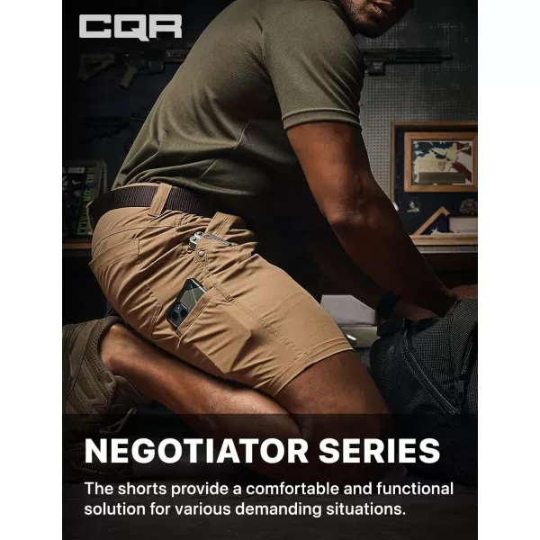 CQR Mens Flex Casual Cargo Shorts Lightweight Water Resistant Golf Shorts Stretch Tactical Work Shorts with MultiPocketNegotiator Cougar