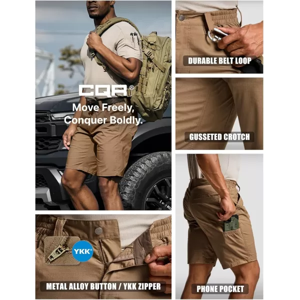 CQR Mens Flex Casual Cargo Shorts Lightweight Water Resistant Golf Shorts Stretch Tactical Work Shorts with MultiPocketNegotiator Cougar