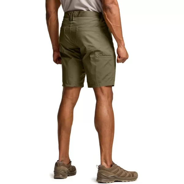 CQR Mens Flex Casual Cargo Shorts Lightweight Water Resistant Golf Shorts Stretch Tactical Work Shorts with MultiPocketNegotiator Soil Green