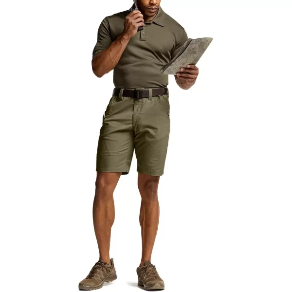 CQR Mens Flex Casual Cargo Shorts Lightweight Water Resistant Golf Shorts Stretch Tactical Work Shorts with MultiPocketNegotiator Soil Green