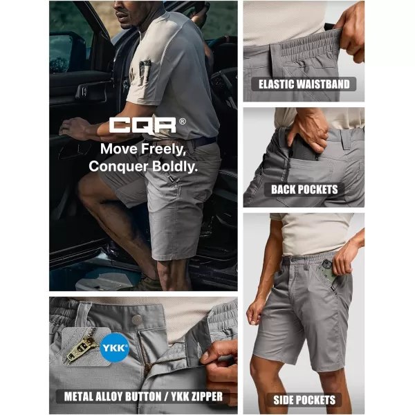 CQR Mens Flex Casual Cargo Shorts Lightweight Water Resistant Golf Shorts Stretch Tactical Work Shorts with MultiPocketNegotiator Stone