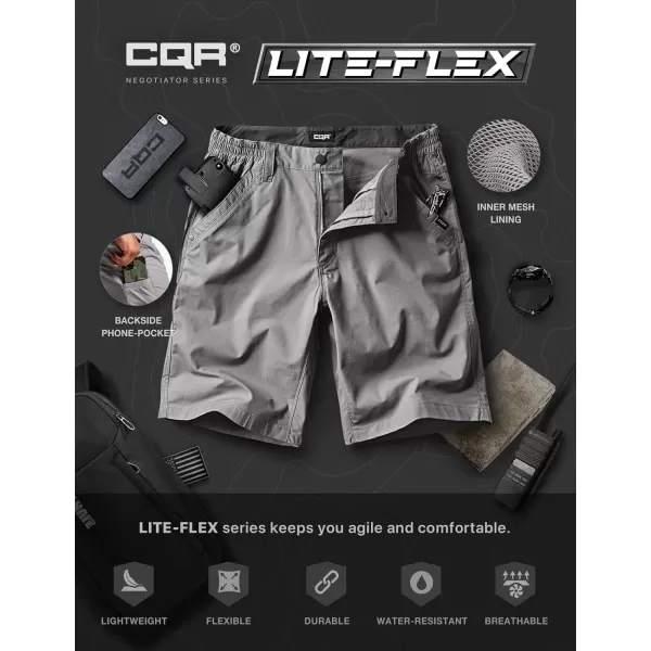 CQR Mens Flex Casual Cargo Shorts Lightweight Water Resistant Golf Shorts Stretch Tactical Work Shorts with MultiPocketNegotiator Stone