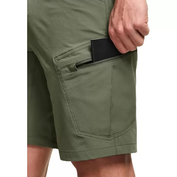 CQR Mens Flex Casual Cargo Shorts Lightweight Water Resistant Golf Shorts Stretch Tactical Work Shorts with MultiPocketRocky Short Pants Lichen