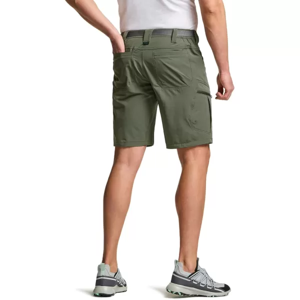 CQR Mens Flex Casual Cargo Shorts Lightweight Water Resistant Golf Shorts Stretch Tactical Work Shorts with MultiPocketRocky Short Pants Lichen