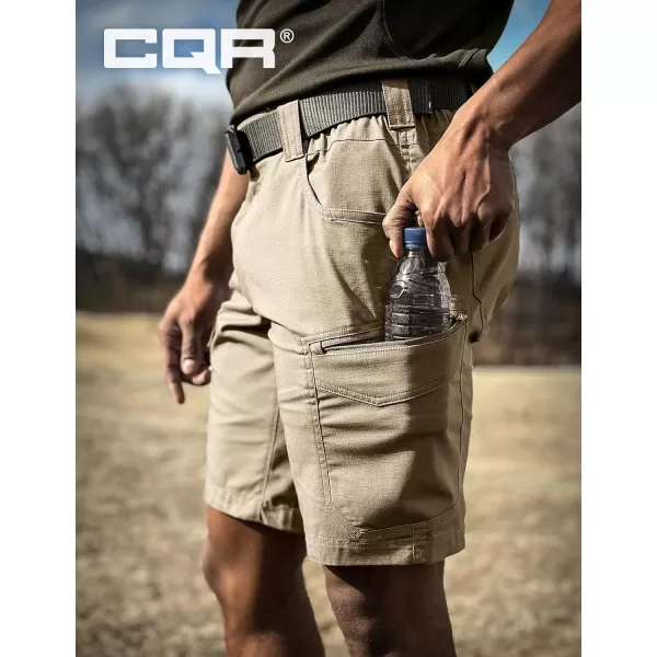 CQR Mens Flex Casual Cargo Shorts Lightweight Water Resistant Golf Shorts Stretch Tactical Work Shorts with MultiPocketSentinel Alamo Khaki