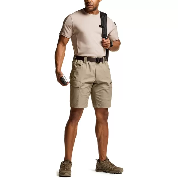 CQR Mens Flex Casual Cargo Shorts Lightweight Water Resistant Golf Shorts Stretch Tactical Work Shorts with MultiPocketSentinel Alamo Khaki