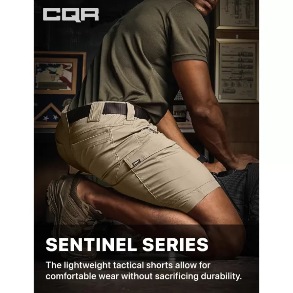 CQR Mens Flex Casual Cargo Shorts Lightweight Water Resistant Golf Shorts Stretch Tactical Work Shorts with MultiPocketSentinel Alamo Khaki