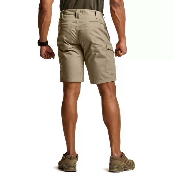 CQR Mens Flex Casual Cargo Shorts Lightweight Water Resistant Golf Shorts Stretch Tactical Work Shorts with MultiPocketSentinel Alamo Khaki