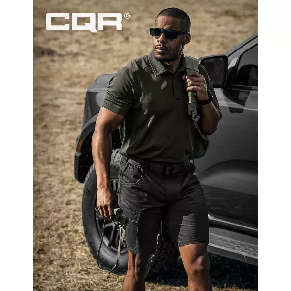 CQR Mens Flex Casual Cargo Shorts Lightweight Water Resistant Golf Shorts Stretch Tactical Work Shorts with MultiPocketSentinel Black