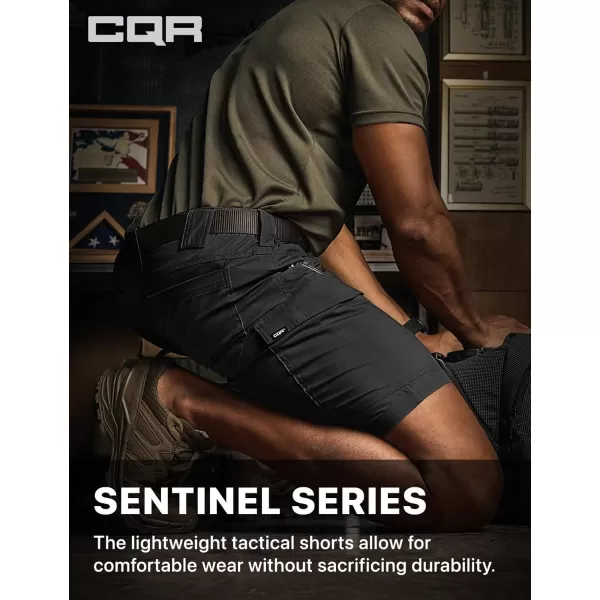 CQR Mens Flex Casual Cargo Shorts Lightweight Water Resistant Golf Shorts Stretch Tactical Work Shorts with MultiPocketSentinel Black