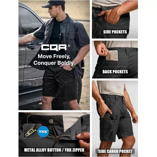 CQR Mens Flex Casual Cargo Shorts Lightweight Water Resistant Golf Shorts Stretch Tactical Work Shorts with MultiPocketSentinel Black