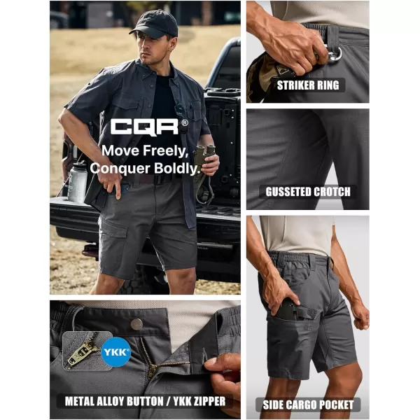 CQR Mens Flex Casual Cargo Shorts Lightweight Water Resistant Golf Shorts Stretch Tactical Work Shorts with MultiPocketSentinel Charcoal