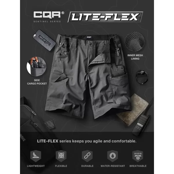 CQR Mens Flex Casual Cargo Shorts Lightweight Water Resistant Golf Shorts Stretch Tactical Work Shorts with MultiPocketSentinel Charcoal