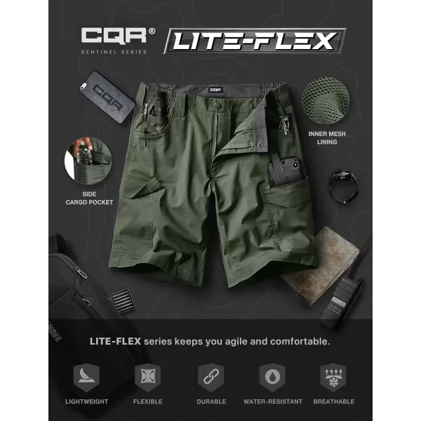 CQR Mens Flex Casual Cargo Shorts Lightweight Water Resistant Golf Shorts Stretch Tactical Work Shorts with MultiPocketSentinel Green Kelp