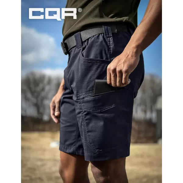 CQR Mens Flex Casual Cargo Shorts Lightweight Water Resistant Golf Shorts Stretch Tactical Work Shorts with MultiPocketSentinel Operator Navy