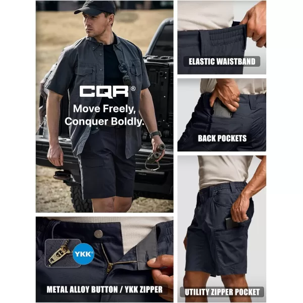 CQR Mens Flex Casual Cargo Shorts Lightweight Water Resistant Golf Shorts Stretch Tactical Work Shorts with MultiPocketSentinel Operator Navy