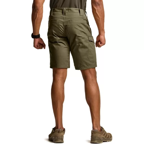 CQR Mens Flex Casual Cargo Shorts Lightweight Water Resistant Golf Shorts Stretch Tactical Work Shorts with MultiPocketSentinel Soil Green