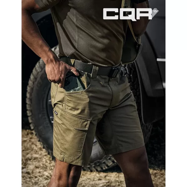 CQR Mens Flex Casual Cargo Shorts Lightweight Water Resistant Golf Shorts Stretch Tactical Work Shorts with MultiPocketSentinel Soil Green