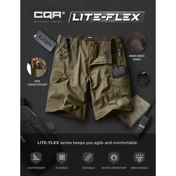 CQR Mens Flex Casual Cargo Shorts Lightweight Water Resistant Golf Shorts Stretch Tactical Work Shorts with MultiPocketSentinel Soil Green