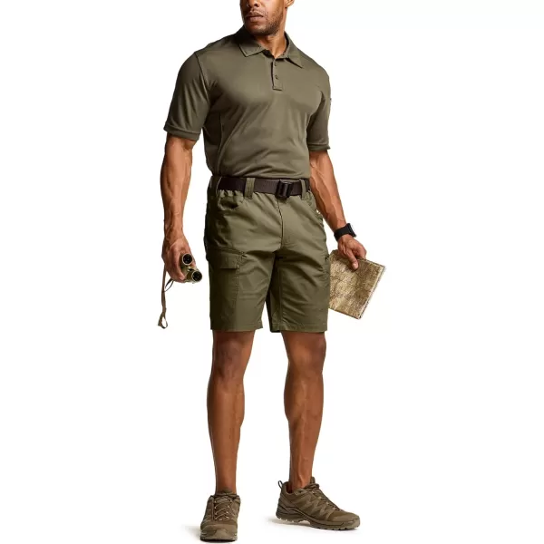 CQR Mens Flex Casual Cargo Shorts Lightweight Water Resistant Golf Shorts Stretch Tactical Work Shorts with MultiPocketSentinel Soil Green