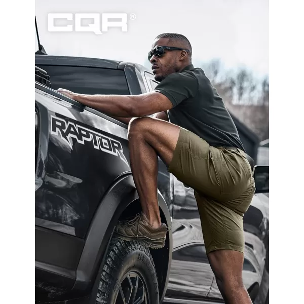 CQR Mens Flex Casual Cargo Shorts Lightweight Water Resistant Golf Shorts Stretch Tactical Work Shorts with MultiPocketSentinel Soil Green