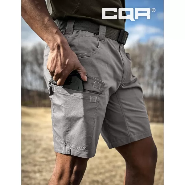 CQR Mens Flex Casual Cargo Shorts Lightweight Water Resistant Golf Shorts Stretch Tactical Work Shorts with MultiPocketSentinel Stone