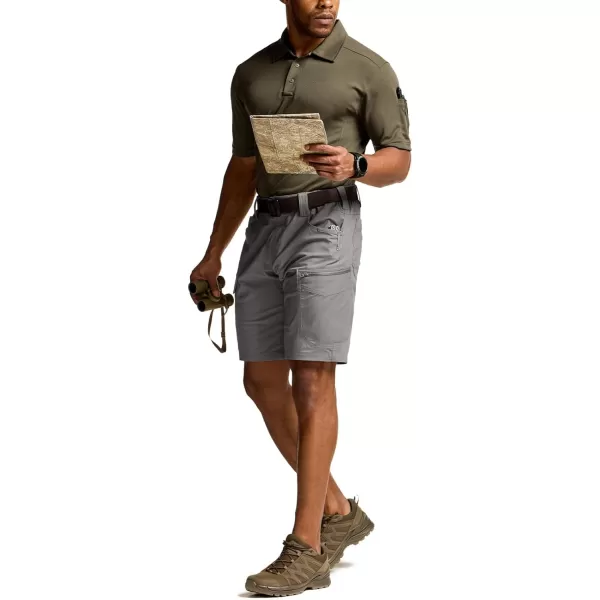 CQR Mens Flex Casual Cargo Shorts Lightweight Water Resistant Golf Shorts Stretch Tactical Work Shorts with MultiPocketSentinel Stone