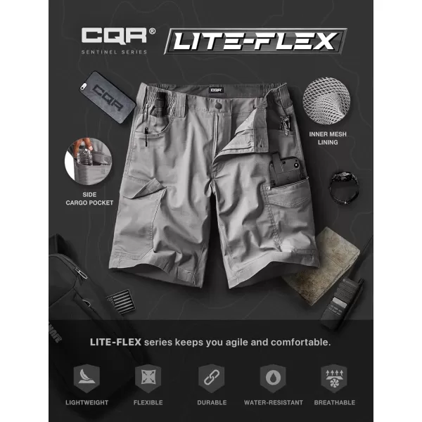 CQR Mens Flex Casual Cargo Shorts Lightweight Water Resistant Golf Shorts Stretch Tactical Work Shorts with MultiPocketSentinel Stone