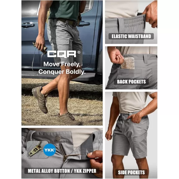 CQR Mens Flex Casual Cargo Shorts Lightweight Water Resistant Golf Shorts Stretch Tactical Work Shorts with MultiPocketSentinel Stone