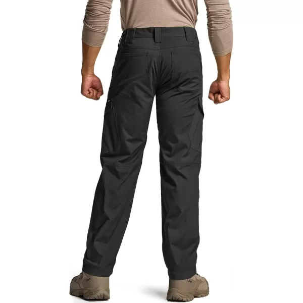 CQR Mens Flex Ripstop Tactical Pants Water Resistant Stretch Cargo Pants Lightweight EDC Hiking Work PantsDura Flex Black