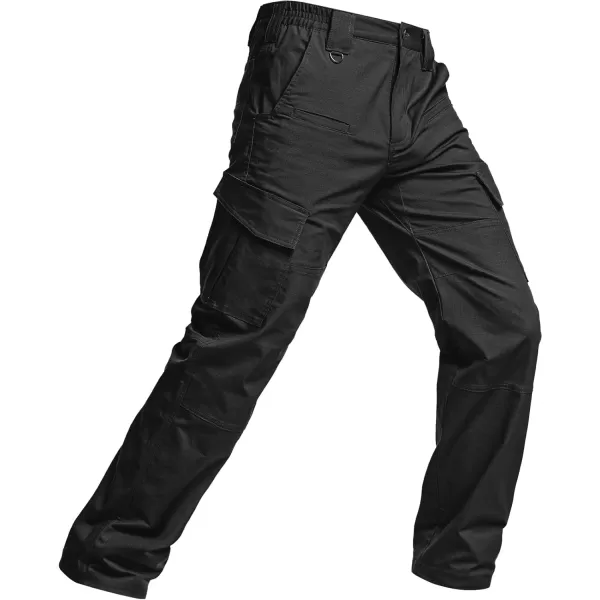 CQR Mens Flex Ripstop Tactical Pants Water Resistant Stretch Cargo Pants Lightweight EDC Hiking Work PantsDura Flex Black