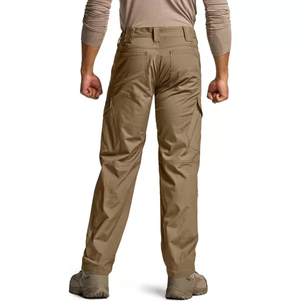 CQR Mens Flex Ripstop Tactical Pants Water Resistant Stretch Cargo Pants Lightweight EDC Hiking Work PantsDura Flex Cougar