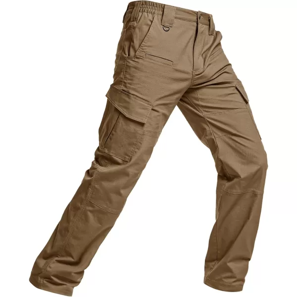 CQR Mens Flex Ripstop Tactical Pants Water Resistant Stretch Cargo Pants Lightweight EDC Hiking Work PantsDura Flex Cougar