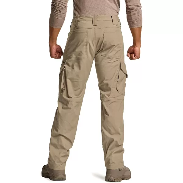 CQR Mens Flex Ripstop Tactical Pants Water Resistant Stretch Cargo Pants Lightweight EDC Hiking Work PantsDura Flex Mag Pocket Alamo Khaki