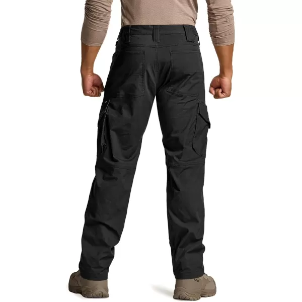 CQR Mens Flex Ripstop Tactical Pants Water Resistant Stretch Cargo Pants Lightweight EDC Hiking Work PantsDura Flex Mag Pocket Black