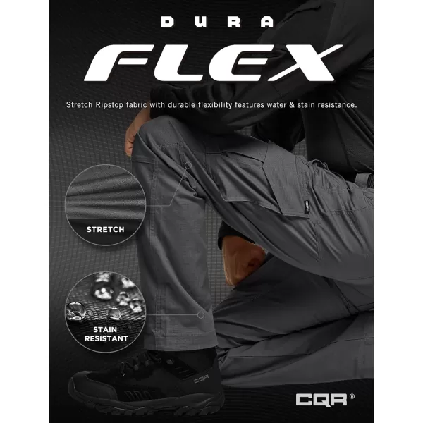 CQR Mens Flex Ripstop Tactical Pants Water Resistant Stretch Cargo Pants Lightweight EDC Hiking Work PantsDura Flex Mag Pocket Charcoal