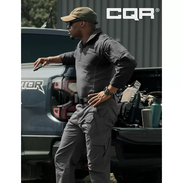 CQR Mens Flex Ripstop Tactical Pants Water Resistant Stretch Cargo Pants Lightweight EDC Hiking Work PantsDura Flex Mag Pocket Charcoal