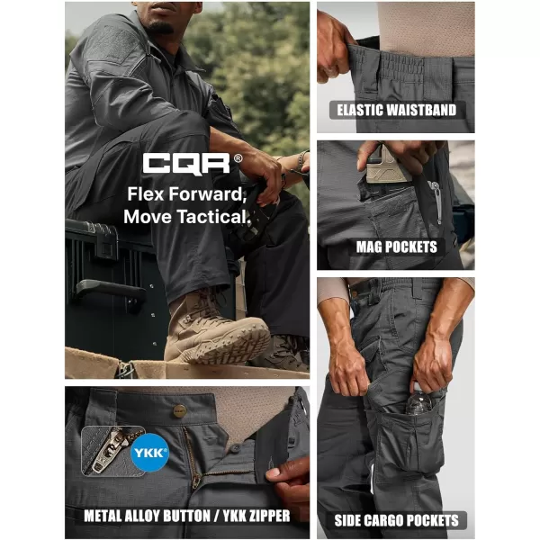 CQR Mens Flex Ripstop Tactical Pants Water Resistant Stretch Cargo Pants Lightweight EDC Hiking Work PantsDura Flex Mag Pocket Charcoal