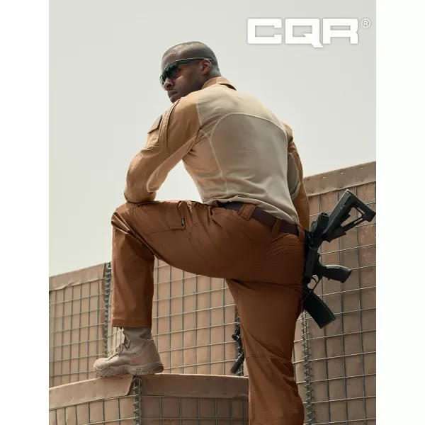 CQR Mens Flex Ripstop Tactical Pants Water Resistant Stretch Cargo Pants Lightweight EDC Hiking Work PantsDura Flex Mag Pocket Copper Brown