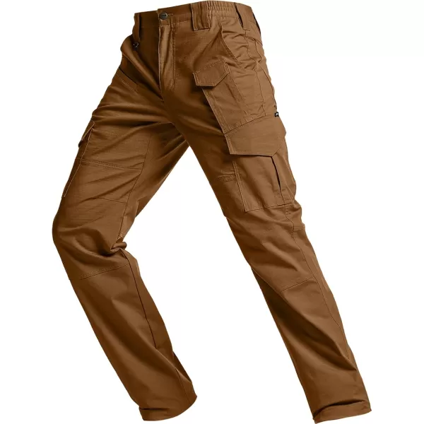 CQR Mens Flex Ripstop Tactical Pants Water Resistant Stretch Cargo Pants Lightweight EDC Hiking Work PantsDura Flex Mag Pocket Copper Brown