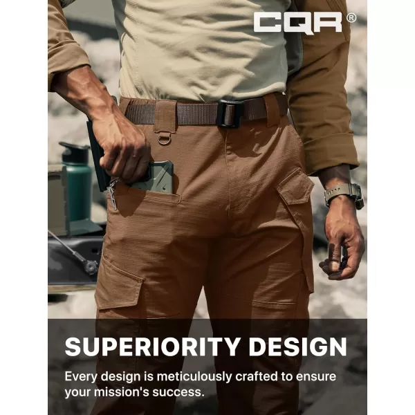 CQR Mens Flex Ripstop Tactical Pants Water Resistant Stretch Cargo Pants Lightweight EDC Hiking Work PantsDura Flex Mag Pocket Copper Brown