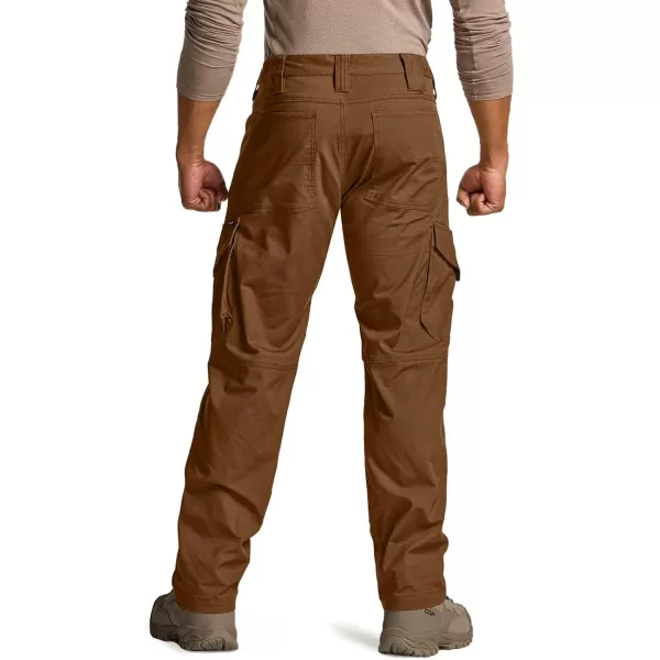 CQR Mens Flex Ripstop Tactical Pants Water Resistant Stretch Cargo Pants Lightweight EDC Hiking Work PantsDura Flex Mag Pocket Copper Brown